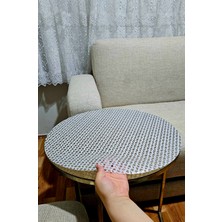 Yuvarlak Salon Orta Sehpa Örtüsü Pvc Silinebilir Çeyizlik Dantel Desenli Masa Örtüsü Gümüş Gri