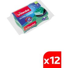 12 Paket 2'li Ultra Çizgisiz Oluklu Bulaşık Süngeri Seti