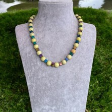 Sarı Opal ve Hematit Şık Doğal Taş Kolye