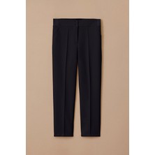 Kadın Büyük Beden Çift Düğmeli Bilek Boy Pantolon - Lacivert