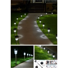 Beyaz LED Işıklı Solar Güneş Enerjili 4 Adet Metal Gövdeli Saplamalı Bahçe Lambası 30 cm Beyaz LED