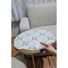 Hasır Lüx Silinebilir Yuvarlak Orta Sehpa Çicek Desenli Çeyizlik Pvc Şeffaf Masa Örtüsü