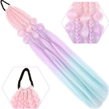 Bigelal Bn ve Düz Salaş Örgülü Simli Lastikli At Kuyruğu / ACM25