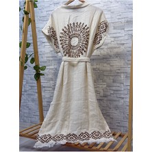 Müslin Kimono %100 Pamuklu Etnik Baskılı Desenli Bornoz Kaftan Sabahlık