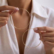 14K Altın Halka Küpe 1,2 mm 7.5 cm Gizli Kilit
