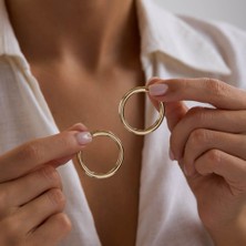 14K Altın Halka Küpe 3 mm 3.3 cm