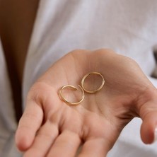 14K Altın Halka Küpe 1,2 mm 2.0 cm Gizli Kilit