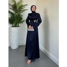 Yandan Taşlı Saten Abiye