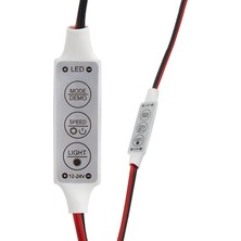 Mini Üç Tuşlu Tek Renkli 12-24 Volt LED Kontrol Cihazı ( Kırmızı- Siyah Kablo) (4915)