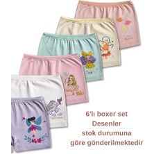 Giza Kids %95 Pamuklu Kız Çocuk Süprem Penye Boxer Külot Iç Çamaşır 6lı Set