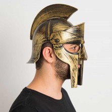 Gladyatör Savaş Kaskı Miğferi Ince Başlık Altın Renk