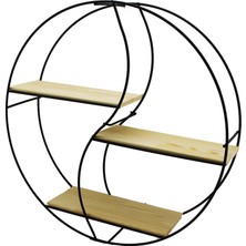 Vice Avm Sembol - Yuvarlak 3 Katlı Metal Dekoratif Duvar Raf 60 X 14 X 60 Cm (4915)