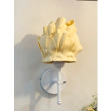 Butter Yellow - Sarı Eva Anemon Tasarım Kablosuz Pilli Aplik - Alt Beyaz Tüm Boy 35 cm