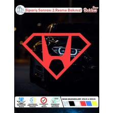 V Harfli Superman Stil Araç Sticker – Simetrik Kaput/cam Etiketi (15X22 Cm)