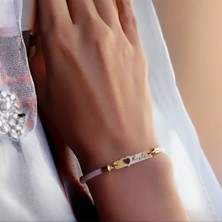 14 Ayar Altın Plakalı Leyla Ismine Özel Beyaz Örgü Ipli Kalp Figürlü Hediye BILEKLIK-527ISIM