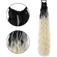 Colezium Lastik Tokalı At Kuyruğu Kabarık Afro Dalgalı - Siyah - Platin Ombre