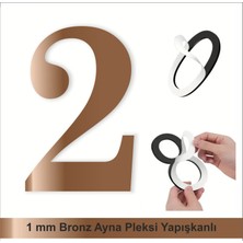 Kapı Daire Numarası 1 mm Bronz Ayna Pleksi Yapışkanlı No 2 - Iki