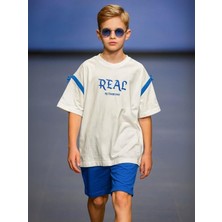 Çocuk Pamuklu Real Yazılı Oversize Kalıp T-Shirt