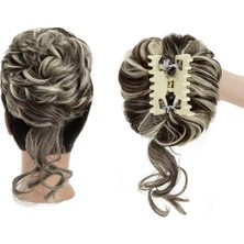 Colezium Tokalı Kuyruklu Dağınık Topuz  - Koyu Kahve Platin Röfleli