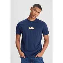 Lee L241521410 Lacivert Erkek Regular Fit Bisiklet Yaka  Lee Logo Baskılı Tşört
