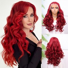 Colezium Kızıl Bebek Saçlı Fiber Sentetik Dalgalı Tül Peruk