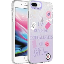 Apple iPhone 8 Plus Kılıf Mermer Desenli Mbfx Marbello Kapak-Mor