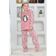 Yeni Sezon Sonbahar/kış Kız Çocuk Penguen Desenli Polar Pijama Takımı 4994