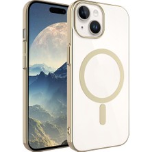 Apple iPhone 15 Plus Kılıf Mbfx Wireless Şarj Özellikli Pixel Magsafe Kapak-Gold