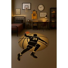 Basketbol Desenli Halı | Kaymaz Taban Süngerli Dikişli Yıkanabilir Çocuk Genç Odası Halısı Paspası