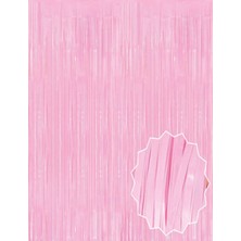 Soft Pembe Püsküllü Kapı Perdesi - Parti, Baby Shower, Cinsiyet Partisi 1x2 M