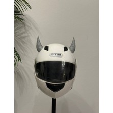 Motor & Motosiklet Gümüş Simli Şeytan Boynuzu Kask Dış Aksesuar