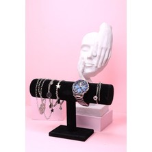 Siyah Bileklik ve Saat Standı, Hafif ve Dayanıklı Plastik Tasarım