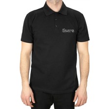 The Doors Outline Polo Yaka Siyah Tişört