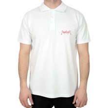 Emperor Logo Red Polo Yaka Beyaz Tişört