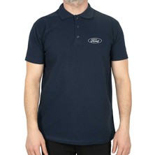 Ford Logo Text Polo Yaka Lacivert Tişört