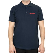 Iron Maiden Red Text Polo Yaka Lacivert Tişört