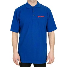 Iron Maiden Red Text Polo Yaka Mavi Tişört