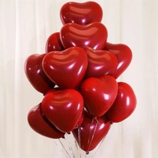 Msda Balon Diyarı Yüksek Kalite Kalp Şekilli Kırmızı Latex Balon 15 Adet