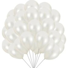 15 Adet Metalik Beyaz Balon - Doğum Günü Konsepti - Parti Malzemeleri - Bride To Be Malzemeleri