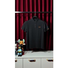 Ithal Nakış Logo Detaylı Siyah Polo Yaka T-Shirt
