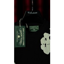 Oversize Baskı Detaylı Siyah Erkek T-Shirt
