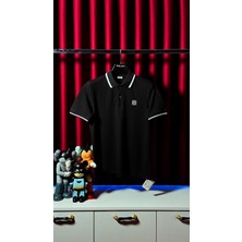 Nakış Logo Detaylı Siyah Erkek Polo T-Shirt