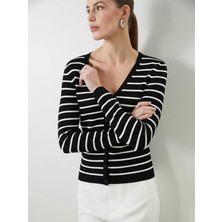 Lcwaıkıkı Classic  V Yaka Çizgili Kadın Triko Hırka  (W5)