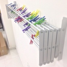 Duvara Monte Katlanır Çamaşırlık, Alüminyum, 9 Metre Askı Alanı, Gri