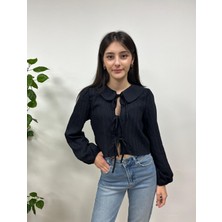 Vazıradk Bebe Yaka Siyah Gömlek