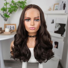 Kapsulavm Kahverengi Orta Boy Hafif Dalgalı Tül Peruk