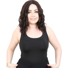 Kapsulavm Fiber Sentetik Kısa Dalgalı Perçemsiz Peruk  Koyu Kahve