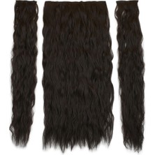 Kapsulavm Fiber Sentetik Kabarık Dalgalı Yarım Ay + 2 Yan Çıt Çıt Kahverengi