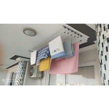 7 Sıralı Gümüş Asansörlü Çamaşır Kurutmalık, 150 Cm, Pratik ve Dayanıklı