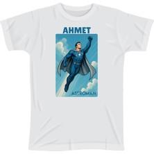 Gökyüzünde Uçan Kahraman Astroman , Isme Özel Baskılı Tshirt , Micro Polyester